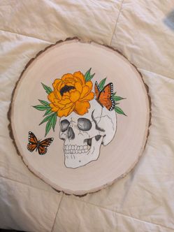 Skull wood art