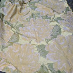 Gold Green Brocade Silk Woven Fabric Jacquard Giant Floral Monstera  Designer Luxury 