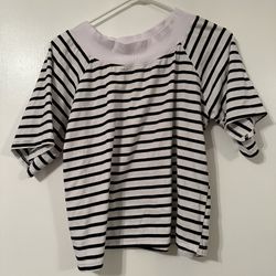Black & White Stripes Crew Neck Top