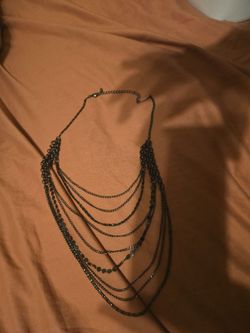 Gunmetal Multi-Layer Draped Chain Necklace