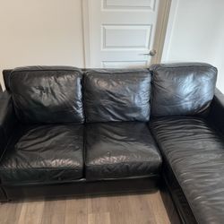 Genuine Leather Couch, w/ Chaise Lounge