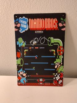 Tinworld Tin Sign: Mario-Bros Arcade Marquee Shop Game Room Man Cave Garage