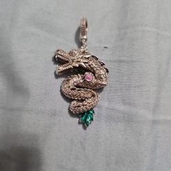Sterling Silver Moissanite Dragon Pendant 