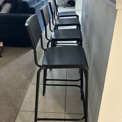 4 IKEA STIG Bar Stools With Backrest