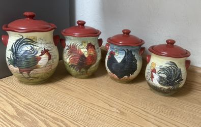  Set Of 4 Canister Le Rooster by Susan Winget Certified International flour  Jar 