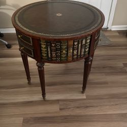 Vintage Maitland Smith Signature Tromp l'oeil Center Drum Table