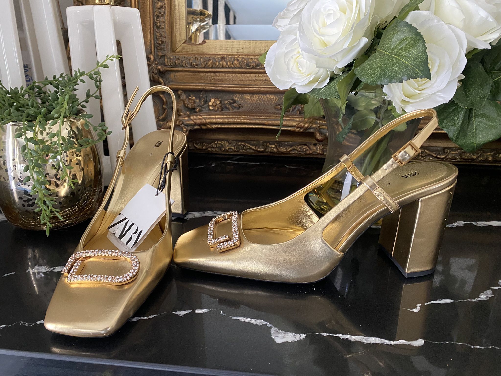 Gold Heels By Zara 