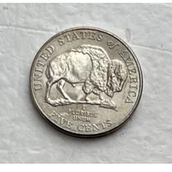 Brilliant 2005-D Jefferson Bison Nickel with 2 errors.