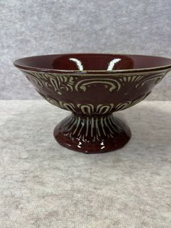 Brown Bowl With Green Details