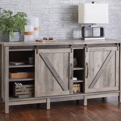 NEW Modern Farmhouse TV Stand, Console Table, TVs up to 70”, 2 Sliding Barn Doors, Buffet, Sideboard