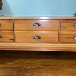 Solid Oak (heavy As Heck) 3 Drawer Table