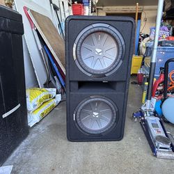 KICKER - CompR Dual 12" Dual-Voice-Coil 2-Ohm Subwoofers with Enclosure - Black