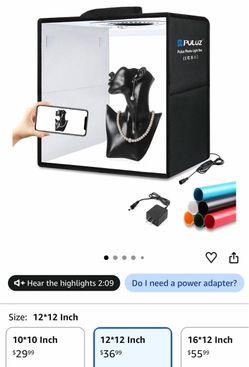 PULUZ Light Box Photography, 12"x12" Professional Dimmable Shooting Tent Kit with CRI >95 White Lighting 120 LEDs Lights + 6 Photo Backdrops for Produ
