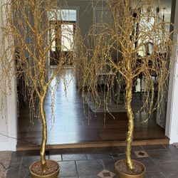 Frontgate Lighted Gold Trees