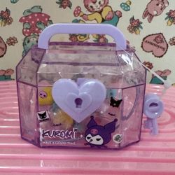 New Kuromi Purple Lock Box Treasure Chest With Mini Eraser Beads!!!