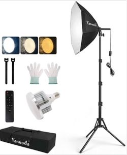 20" Softbox Lighting Kit, Remote & Stand Included Octagonal Softbox Design, CRI 97+ Color Accuracy, 95W 3000K-7500K Dimmable, Remote & Cable Control,