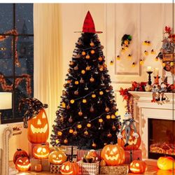 6ft Black Artificial Christmas Pine Tree Seasonal Holiday Carnival S-31