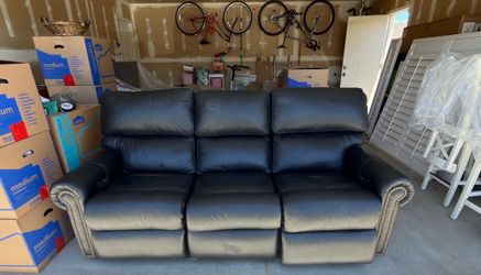 3 piece leather  sofa with USB ports , love seat and oversized chair included