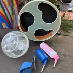 Hamster Wheel And 2x Drink Bottles 