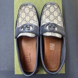 Authentic Gucci GG Blue Loafer shoes 