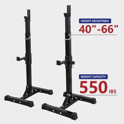 New ZenSports Black Steel Squat Rack Adjustable Barbell Free-press Bench