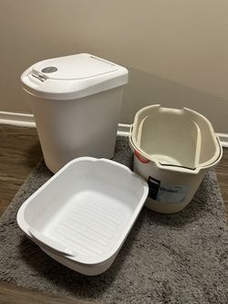 Cleaning Set – Oxo SoftWorks 4-Gallon Angled Measuring Bucket + Sterilite Dishpan 12 Qt + Trash Can