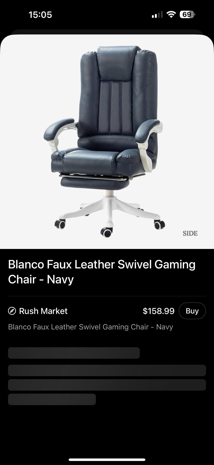 Blanco Faux Leather Swivel Gaming Chair