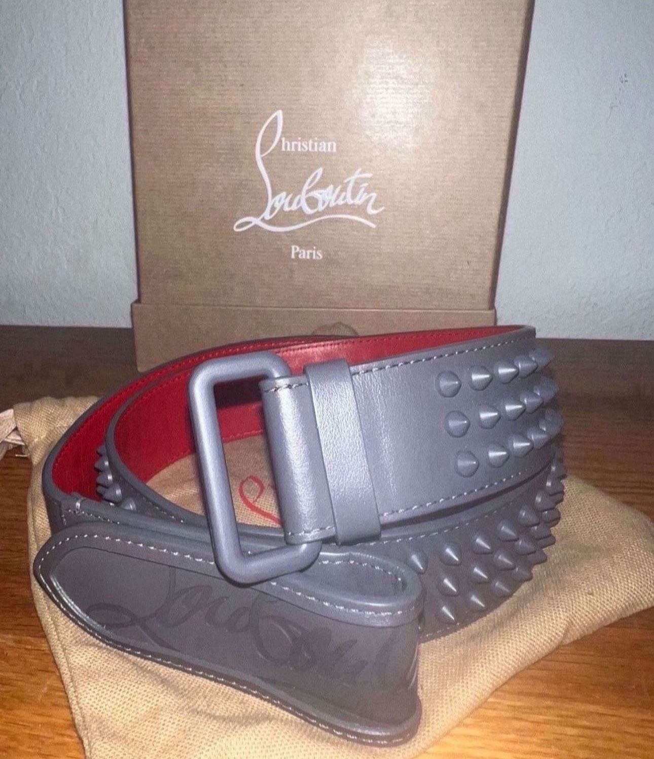 Christian Louboutin Loubi Spike Belt Size 100EU Gray
