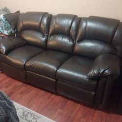 (Recliner) Brown Leather Couch 