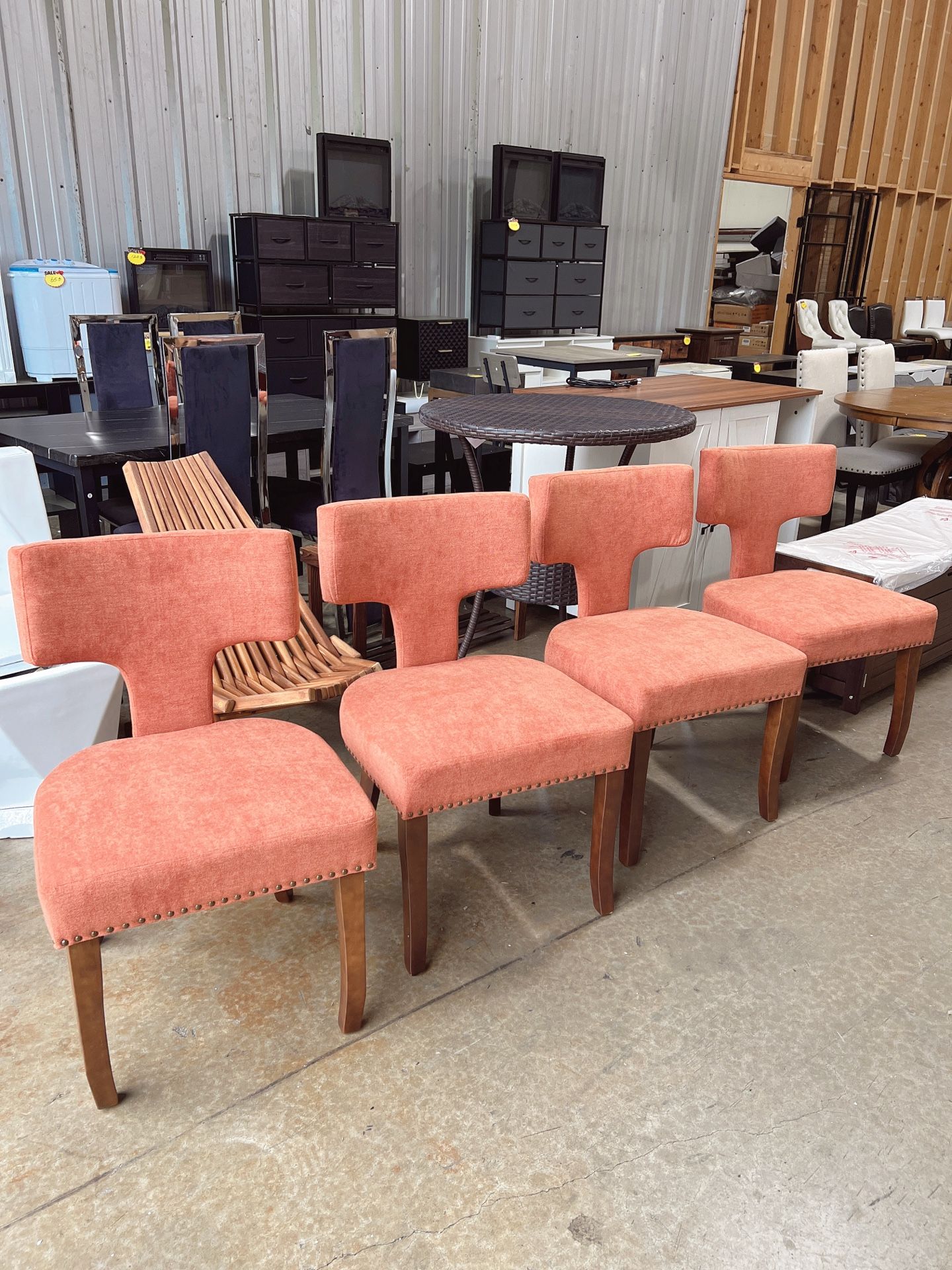 Mid Century Modern Dining Chairs Set of 6, Linen Fabric