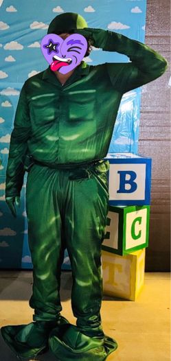 Adult Green Army Man / Toy Soldier Costume / Size Large / Complete Set / Used