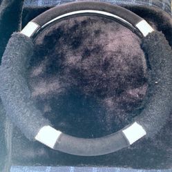 Fuzzy Black Seat Covers With Matching Steering Wheel Cover