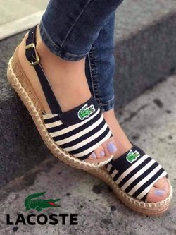Wedges with stripes white/blue