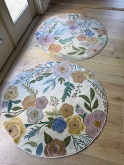 Round Floral Area Rugs – Set of 2