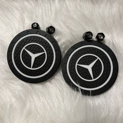 Mercedes Benz 2pcs Car Coasters with 4 Tire Valves