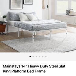 Mainstays 14” Heavy Duty Steel Slat King Platform Bed Frame