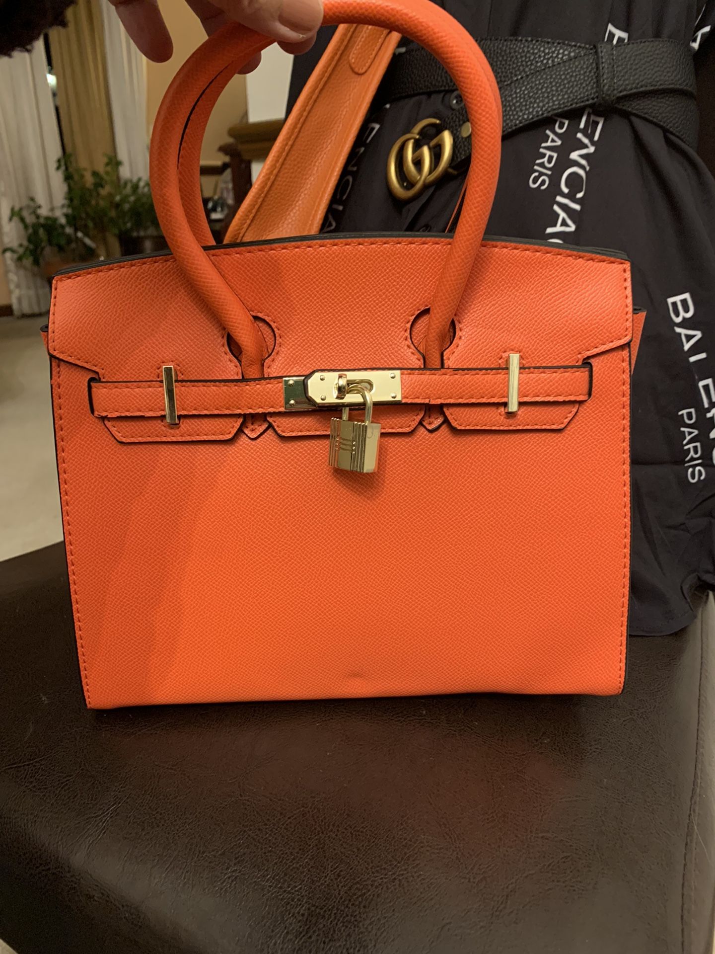 Beautiful Orange Leather HandBag Shoulder Bag
