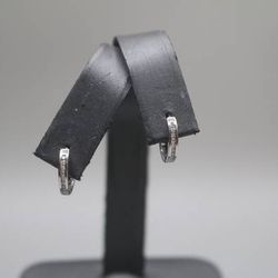 14K White Gold Small Diamond Hoop Earrings 2.0g - Pre-Owned