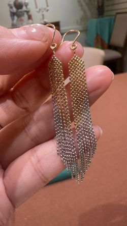 18k Yellow &white Gold Earring drop