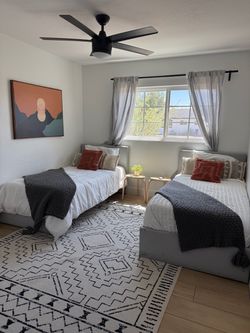 Set of twin beds and mattresses