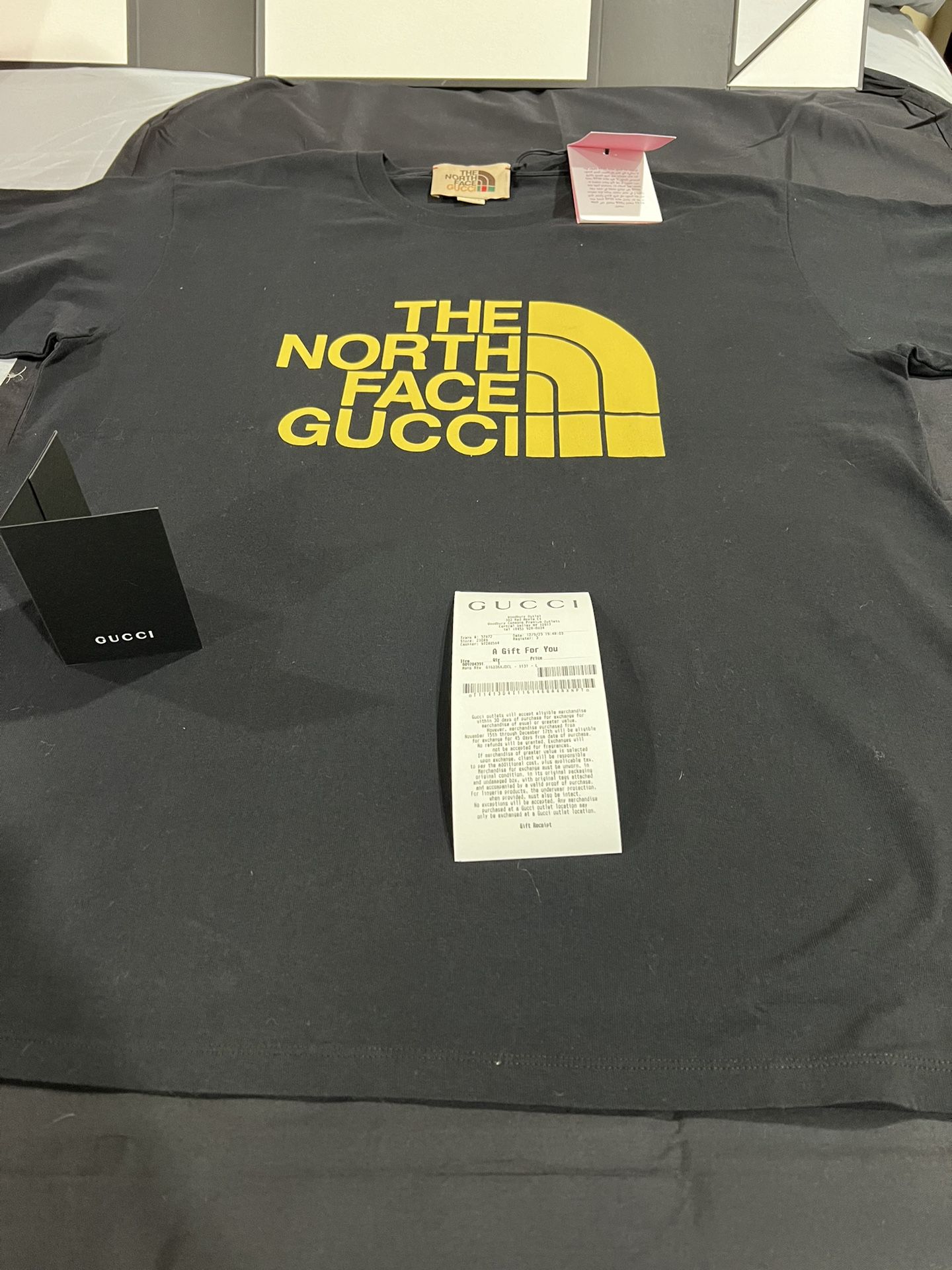 NEW Gucci X The North Face Black Yellow Logo Print Oversized  T-shirt - XS 