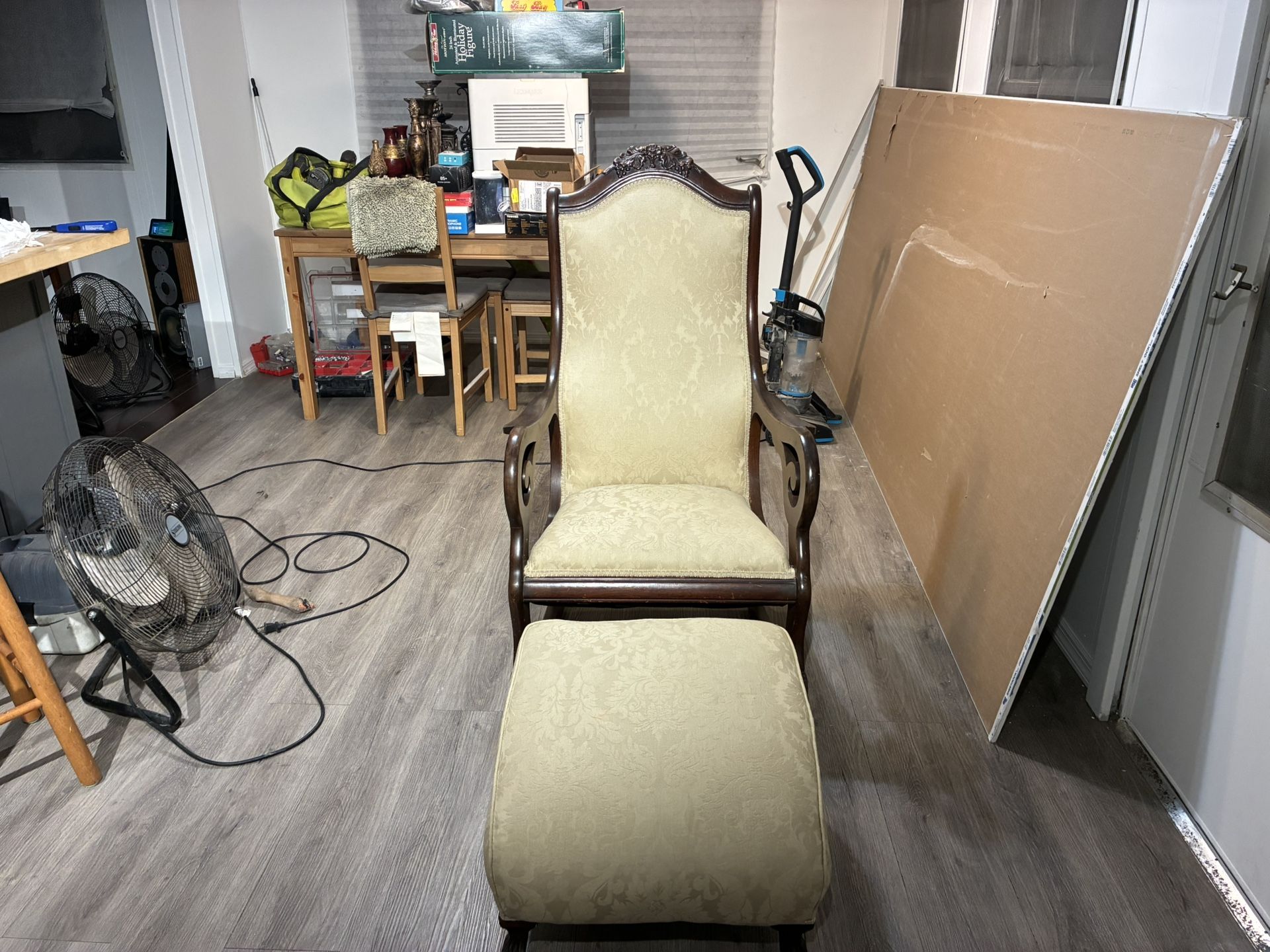 Antique Rocking Chair With Footstool 