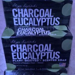 Shugar Soapworks Bar Soap Charcoal Eucalyptus Plant Derived Scented 5 oz each USA.  Plant ~ Derived ~ Scented    
