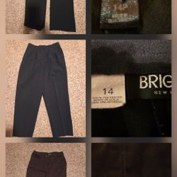(3) Pairs Of Black Dress Pants. Size 12 & 14 $8 Each Pair. 