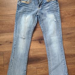 Mudd Jeans Boot Cut Embellished Slightly Distressed Girls Sz 14