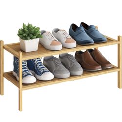 2-Tier Bamboo Shoe Rack