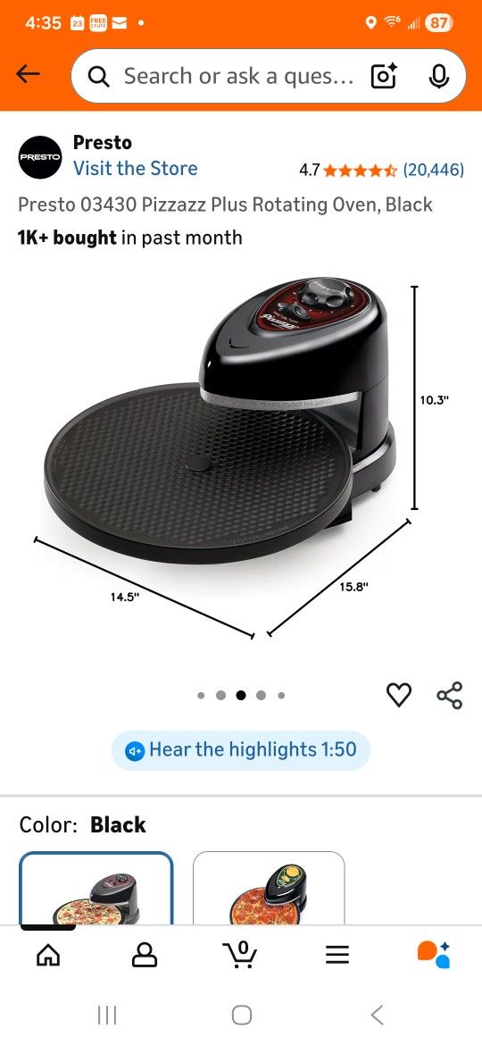 Pizzazz Plus Rotating Pizza Oven