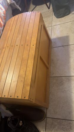 light brown wooden chest
