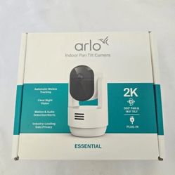 Arlo Essential Indoor Pan Tilt Security Camera 2K (2025 Release) - Wired Plug-in Power
