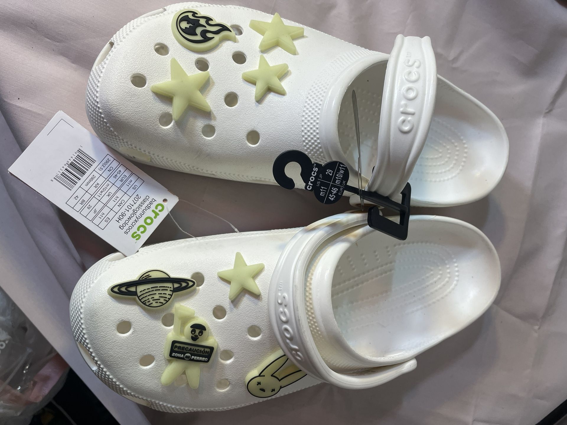 Crocs Glow In The dark, Size 11, White